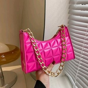 Artificial Patent Leather Quilted Baguette Bag